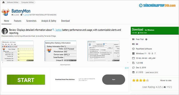 BatteryMon cung cấp thông tin hiệu suất pin dưới dạng biểu đồ trực quan