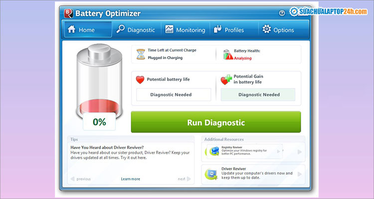 Giao diện trực quan của phần mềm Battery Optimizer