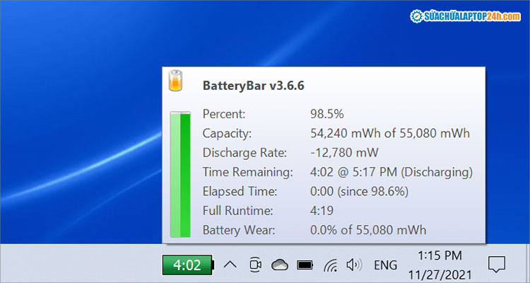 Batterybar cung cấp đầy đủ thông tin pin chính xác