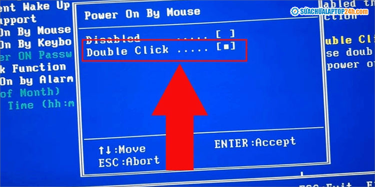 Chọn Double Click để bật nguồn laptop bằng cách nhấn đúp chuột