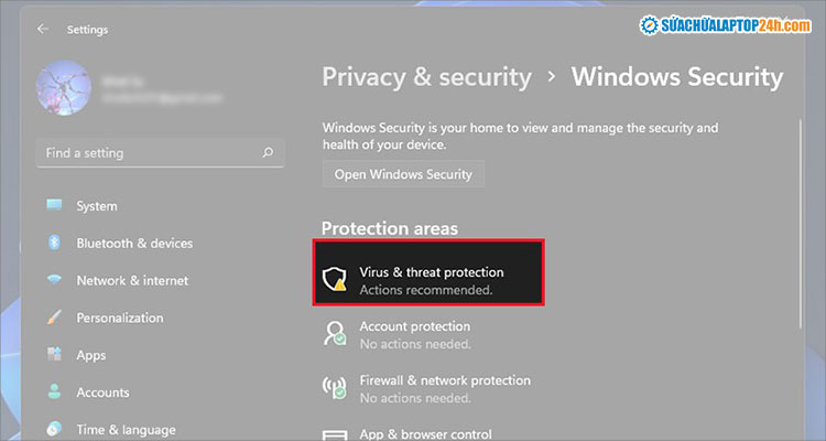 Chọn Virus & threat protection