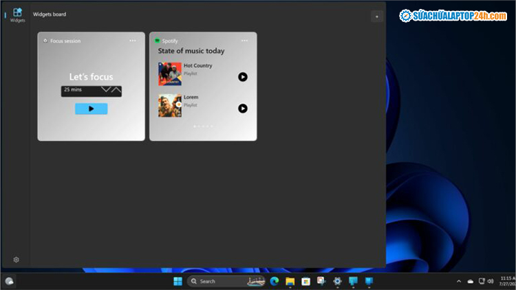 Giao diện bảng Widget được thử nghiệm trên Windows 11