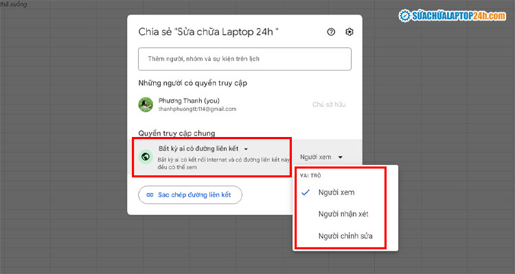 Cấp quyền chỉnh sửa cho người nhận được file Google Sheet