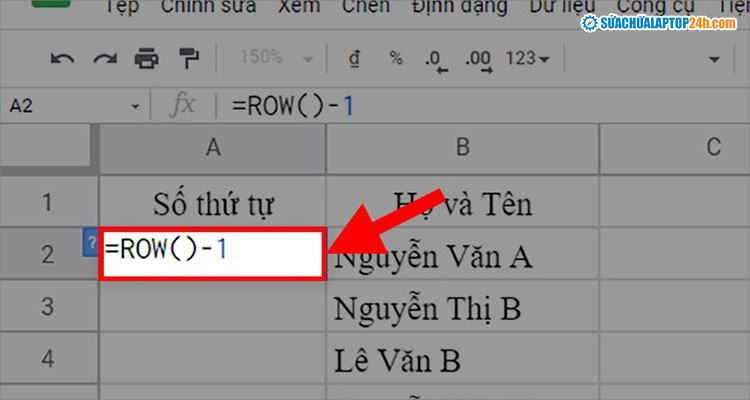 Nhập hàm như hình