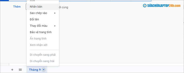 Chọn Nhân bản để tạo Lịch làm việc cho tháng mới