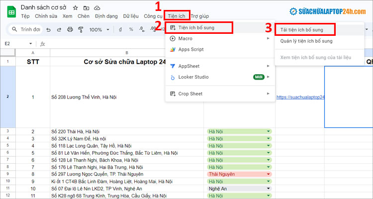 Chọn Tải tiện ích bổ sung