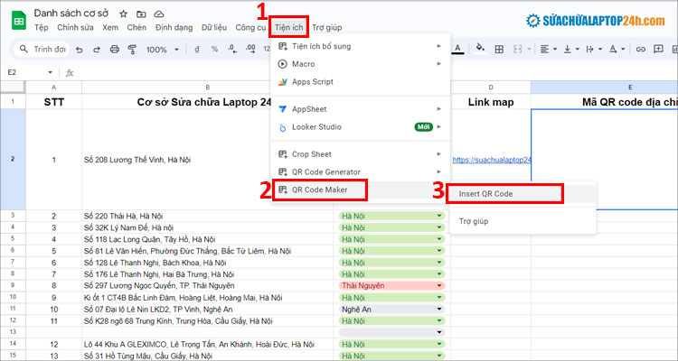Chọn thứ tự như hình