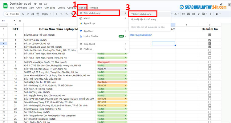 Chọn Tải tiện ích bổ sung