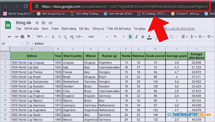 Copy đường link file cần lấy dữ liệu