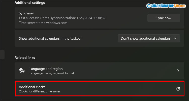 Chọn Additional clocks