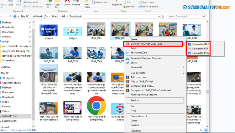 Chọn như hình để chuyển file HEIC sang PNG offline