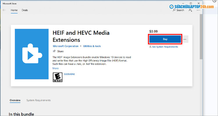 Mua tiện ích HEIF and HEVC Media Extensions để máy tính Windows đọc được file HEIC