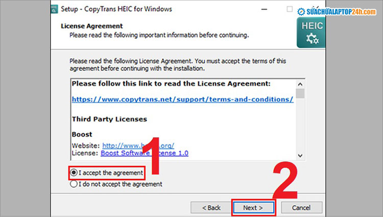 Chọn Next để hoàn thành cài đặt Copytrans