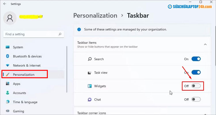 Chuyển trạng thái sang Off để tắt Dự báo thời tiết trên Win 11