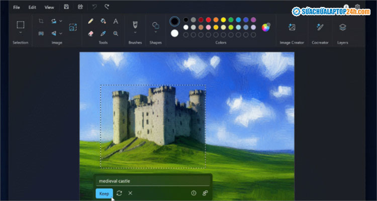 Nhấn Keep để giữ lại kết quả được tạo bởi AI
