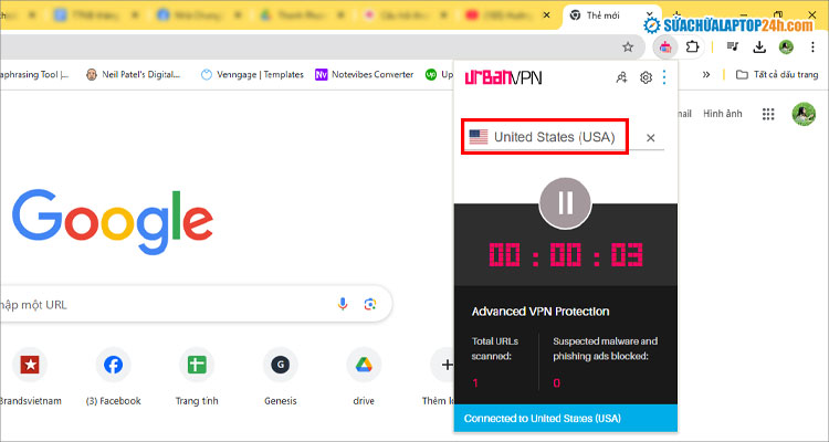  Đổi IP sang USA như hình