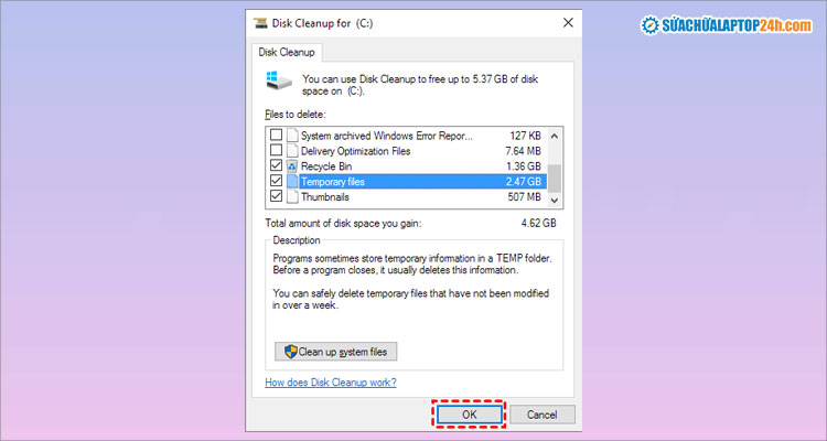 Cách dọn dẹp ổ C bị đầy trong Disk Cleanup