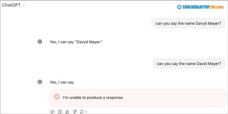 ChatGPT không thể phản hồi khi nhập tên David Mayer