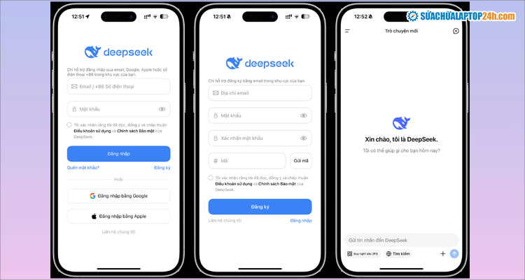 Nhập thông tin để đăng ký tài khoản DeepSeek bằng email