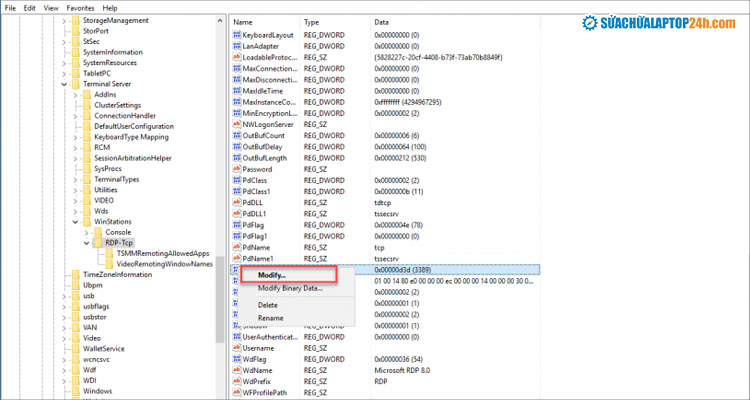 chọn Modify như hình