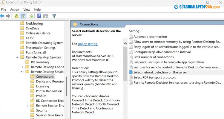nhấp đúp vào network detection on the server để chỉnh sửa.