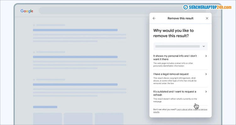 xóa kết quả ngay trong Google Tìm kiếm trên cả điện thoại và máy tính