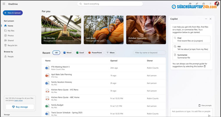 Copilot của Microsoft dành cho OneDrive trên Web
