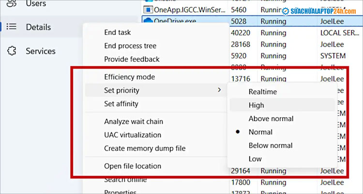 Tăng (hoặc giảm) mức ưu tiên cho ứng dụng