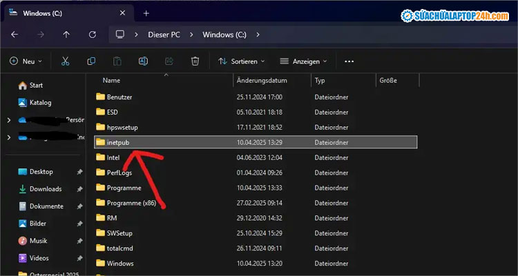 Thư mục inetpub xuất hiện sau khi cập nhật Windows 11 phiên bản 24H2