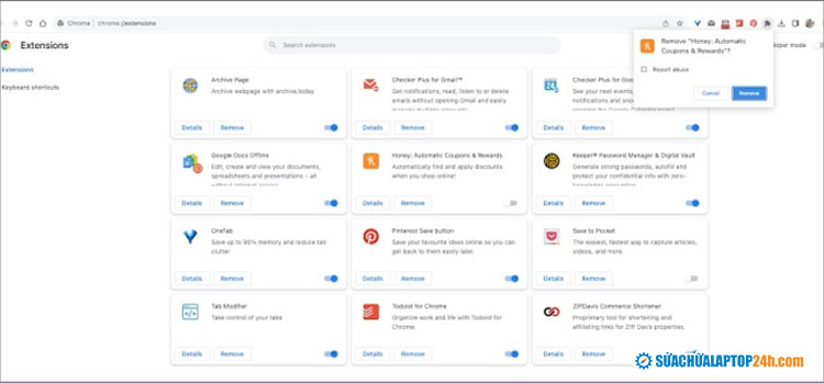 Xóa bớt phần tiện ích ít sử dụng/chiếm nhiều tài nguyên để tăng tốc trình duyệt rõ rệt