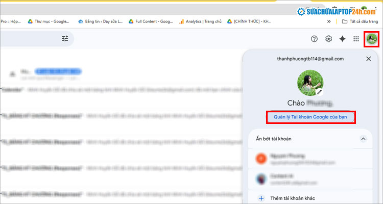 Chọn Quản lý Tài khoản Google
