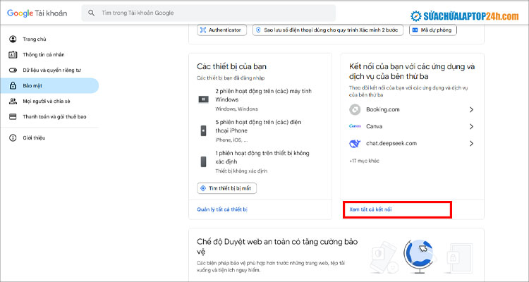 Nhấn Xem tất cả kết nối để kiểm tra toàn bộ