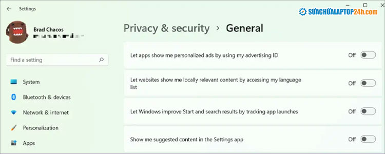 Tắt các quảng cáo và đề xuất từ Microsoft