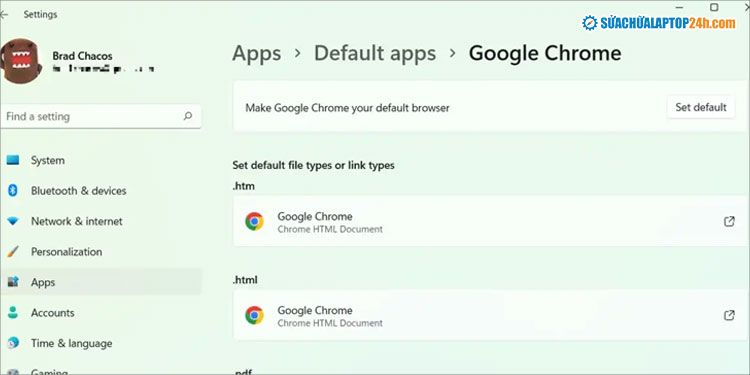 Chọn Google Chrome làm trình duyệt mặc định