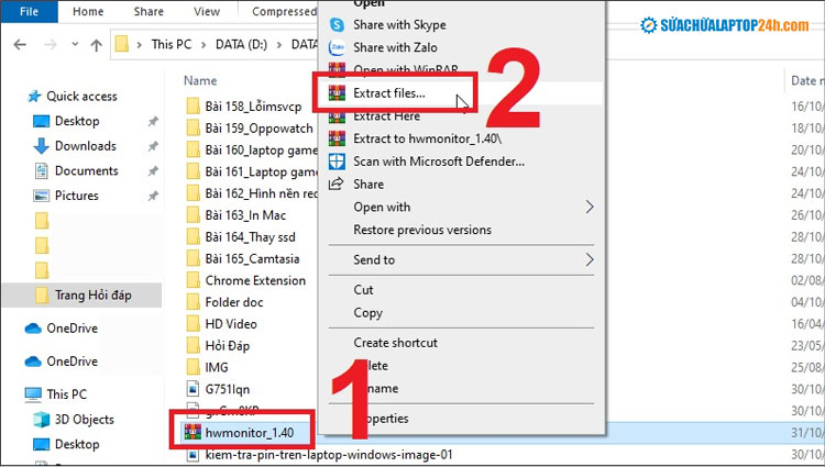 Nhấn Extract to hwmonitor_1.28 để giải nén