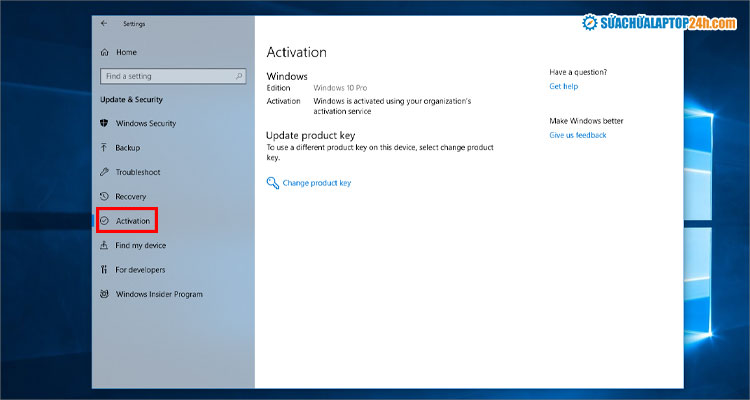 Giao diện Activation đã được kích hoạt
