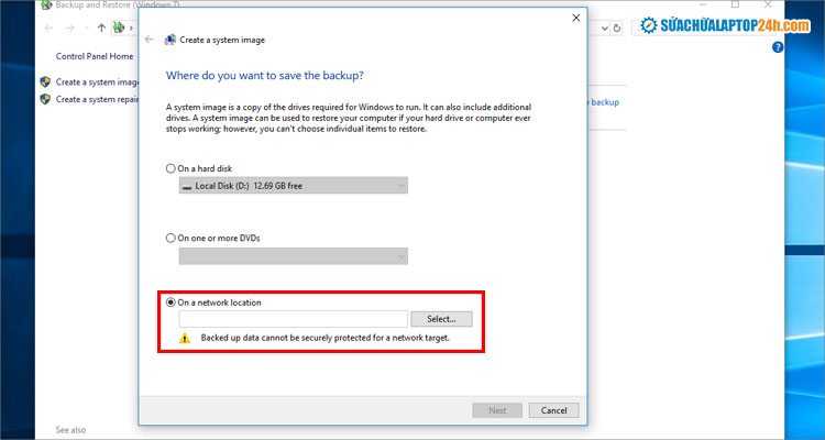 Chọn vị trí sao lưu