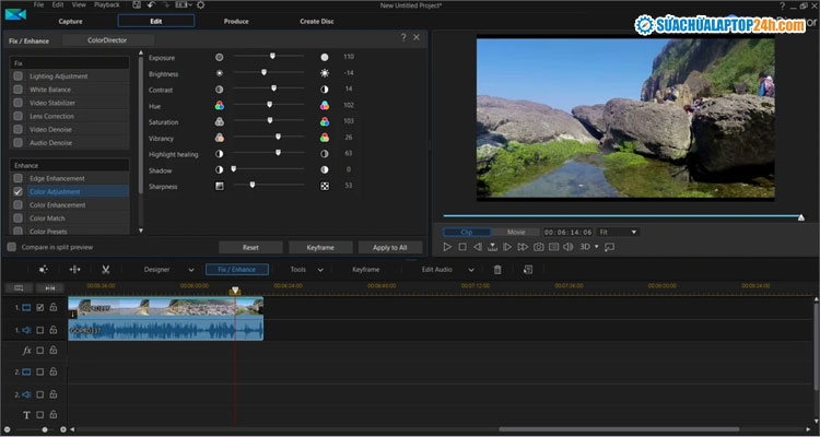 Giao diện phần mềm biên tập video trên máy tính - PowerDirector
