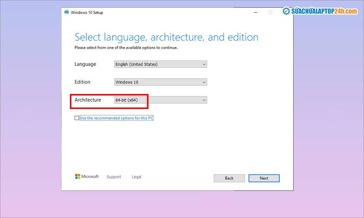 Chọn phiên bản Windows 10 muốn tạo USB boot