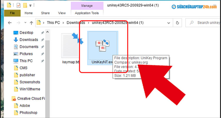 Click đúp chuột để cài đặt UniKey gõ tiếng Việt trên máy tính