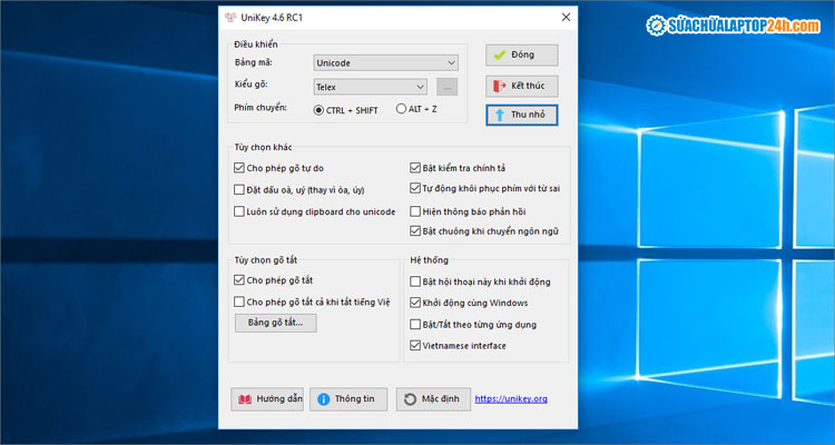 Các tính năng trong phần Mở rộng của UniKey