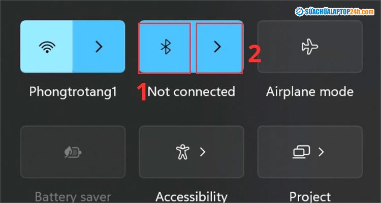 Nhấn vào biểu tượng Bluetooth để bật