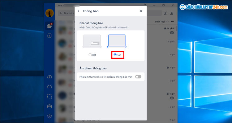 Chọn Tắt như hình