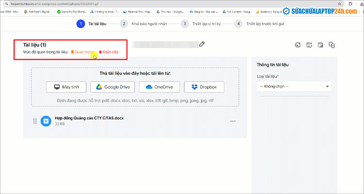 Đánh dấu thư khẩn cấp bừa bãi