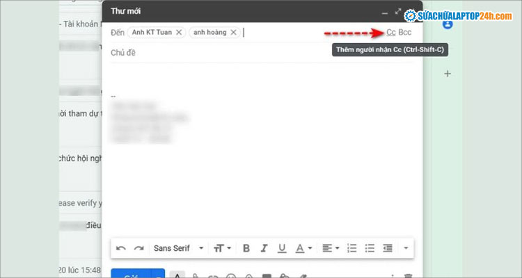 Chú ý CC/BCC đúng đối tượng