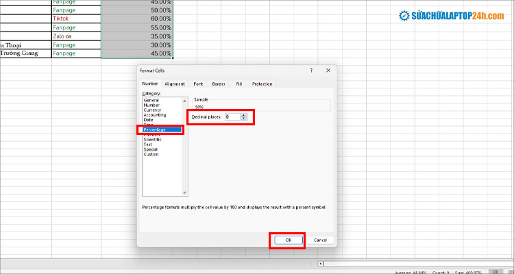 Thiết lập như hình để bỏ số 0 sau chấm chấm trong Excel
