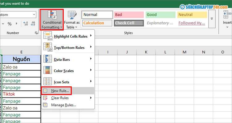 Thực hiện thứ tự các bước như hình