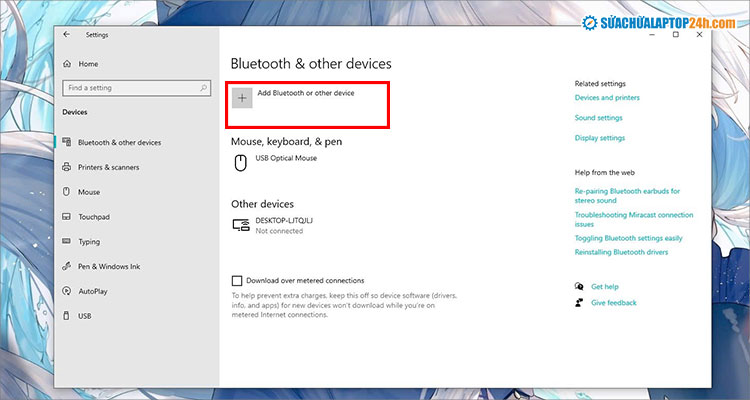 Chọn Add Bluetooth or other device 