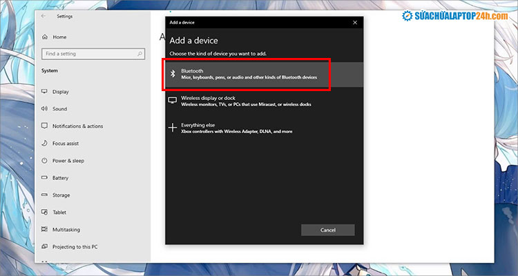 Chọn Bluetooth để kết nối với chuột Bluetooth