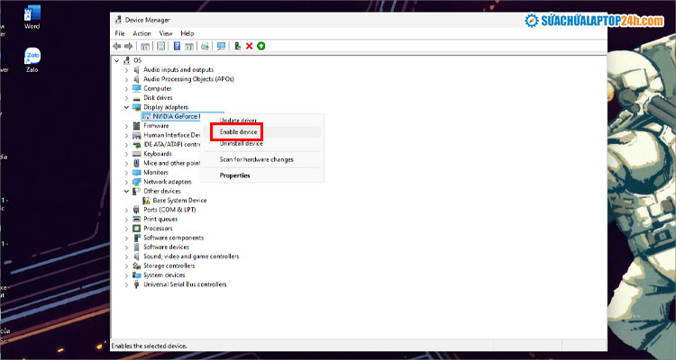 Chọn Enable device